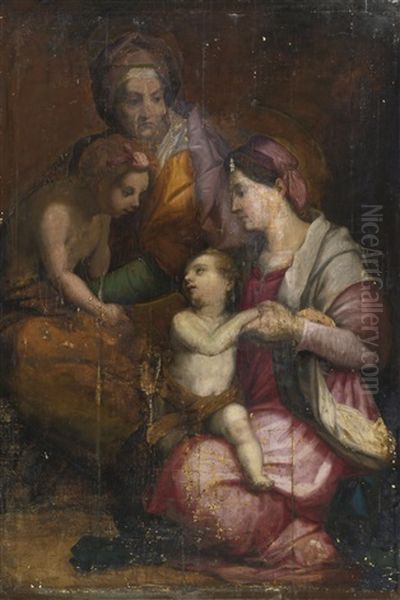 Madonna And Child With Saint Elizabeth And The Infant Saint John The Baptist Oil Painting by Andrea Del Sarto