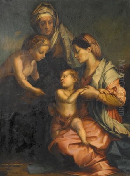 Madonna And Child With St. Elizabeth And St. John The Baptist Oil Painting by Andrea Del Sarto