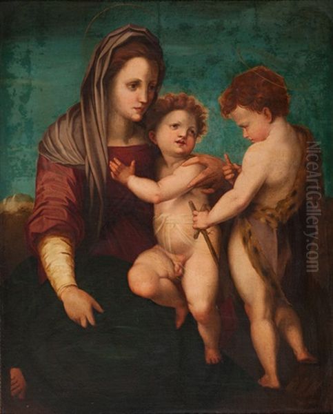 Madonna Mit Kind Und Dem Heiligen Johannes Oil Painting by Andrea Del Sarto