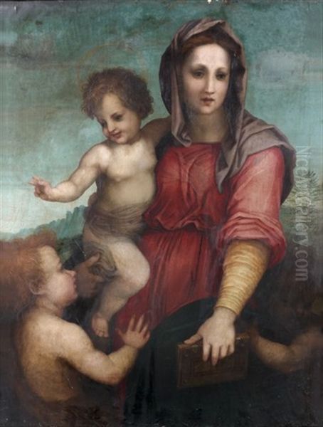 La Vierge Et L'enfant, Saint Jean-baptiste Et Un Putto Oil Painting by Andrea Del Sarto