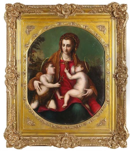 La Vierge A L'enfant Jesus Et Saint-jean Enfant Oil Painting by Andrea Del Sarto