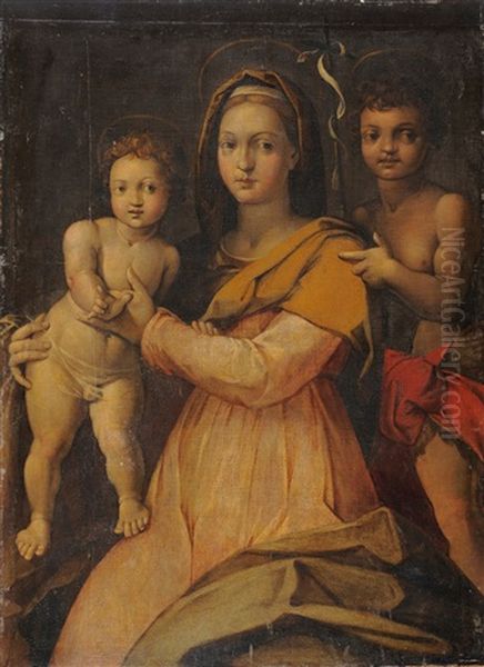 Madonna And The Infant Christ With St. John The Baptist Oil Painting by Andrea Del Sarto