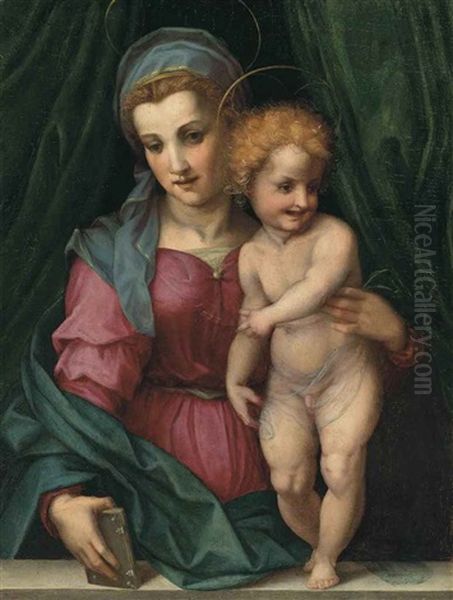 The Madonna And Child (+ Sketches, Verso) Oil Painting by Andrea Del Sarto