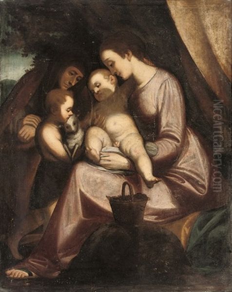 The Madonna And Child With The Infant Saint John The Baptist And Saint Anne Oil Painting by Andrea Del Sarto