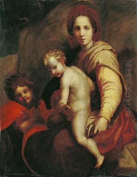 Maria Mit Jesus Und Dem Johannesknaben Oil Painting by Andrea Del Sarto