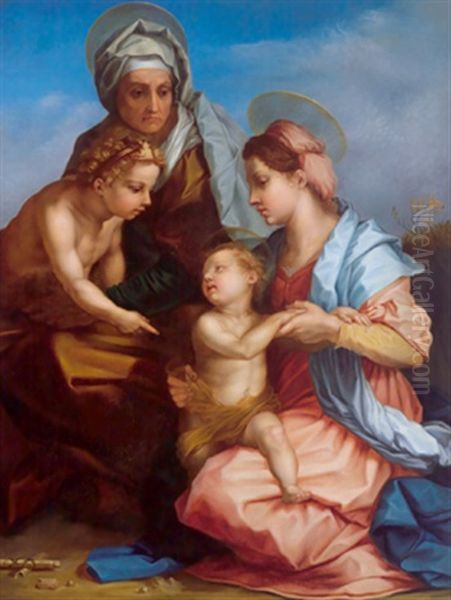 Madonna Mit Dem Jesuskind, Dem Johannesknaben Und Der Mutter Anna Oil Painting by Andrea Del Sarto