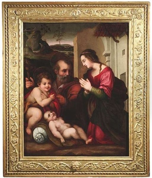 Die Hl. Familie Mit Dem Johannesknaben Oil Painting by Andrea Del Sarto