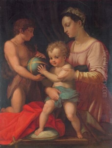 Die Madonna Mit Dem Kind Und Dem Johannesknaben Oil Painting by Andrea Del Sarto