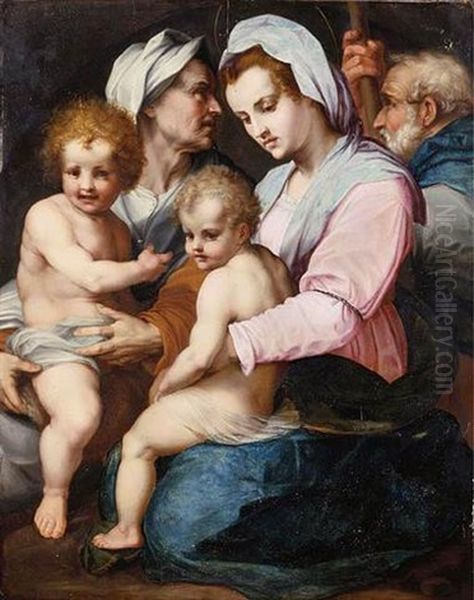 The Holy Family With Saint Elizabeth And The Infant Saint John The Baptist Oil Painting by Andrea Del Sarto