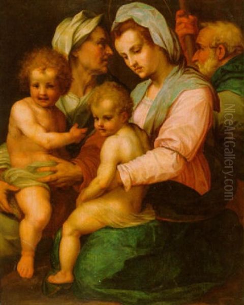 Die Heilige Familie Mit Elisabeth Und Dem Johannesknaben Oil Painting by Andrea Del Sarto