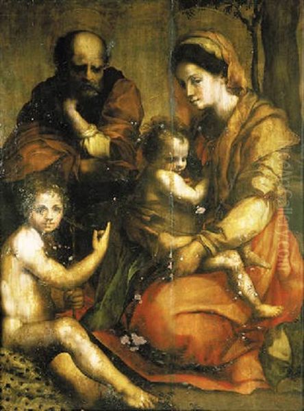 The Holy Family With The Infant Saint John The Baptist Oil Painting by Andrea Del Sarto