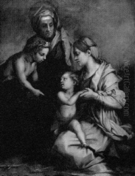 Madonna Und Jesus Mit Dem Johannesknaben Und Der Heiligen Elisabeth Oil Painting by Andrea Del Sarto