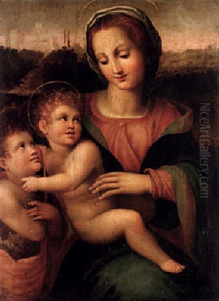 Maria Med Jesus Och Johannesbarnet Oil Painting by Andrea Del Sarto