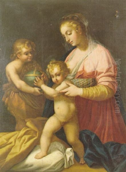 Virgen Con Nino Y San Juanito Oil Painting by Andrea Del Sarto