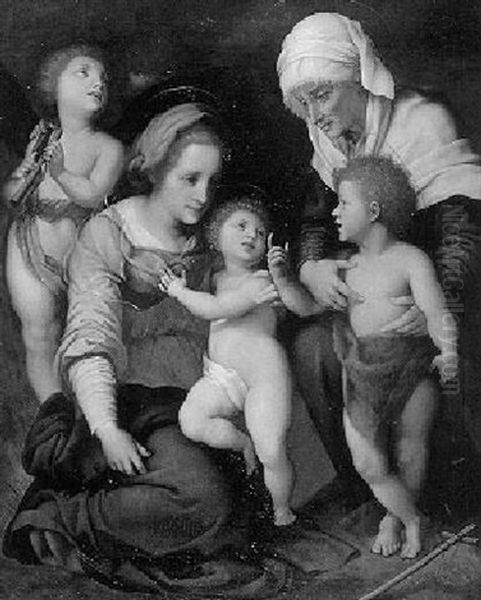 Heilige Familie Mit Engeln Oil Painting by Andrea Del Sarto