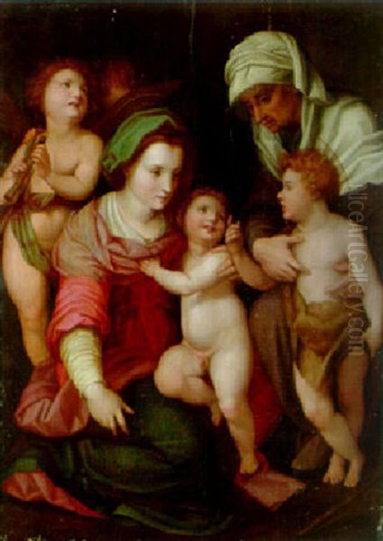 The Madonna And Child With The Infant Saint John The Baptist And Saint Anne Oil Painting by Andrea Del Sarto