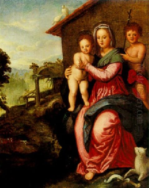 Madonna With Child And St. John The Baptist (madonna Di Porta Pinti) Oil Painting by Andrea Del Sarto