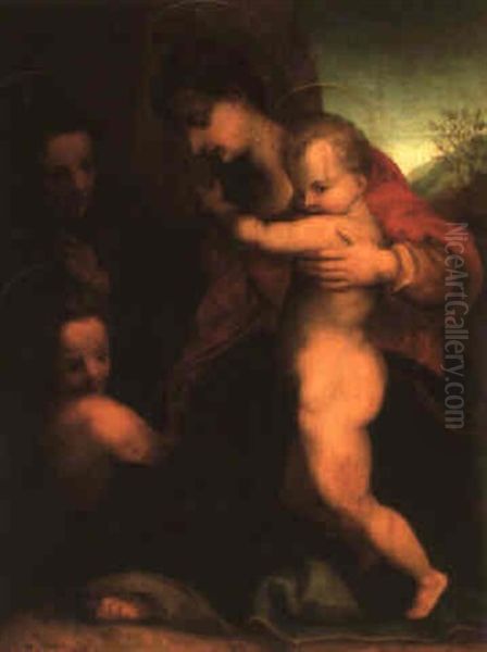 The Madonna And Child With The Infant St. John The Baptist Oil Painting by Andrea Del Sarto