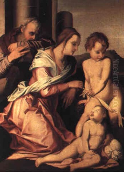 La Sainte Famille Avec Saint Jean Baptiste Oil Painting by Andrea Del Sarto