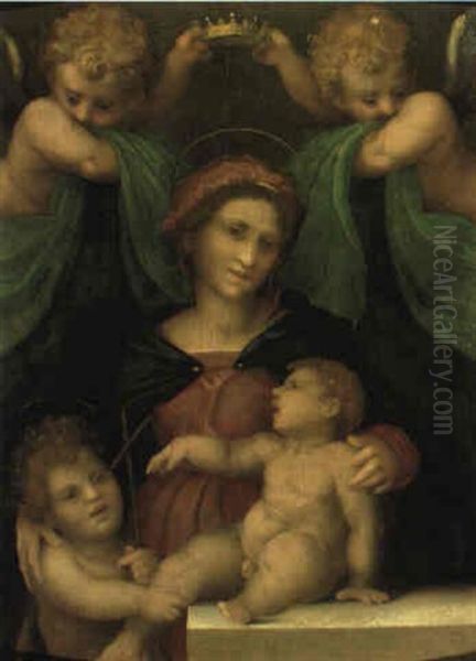 Madonna Col Bambino, San Giovanni Battista E Due Angeli Oil Painting by Andrea Del Sarto