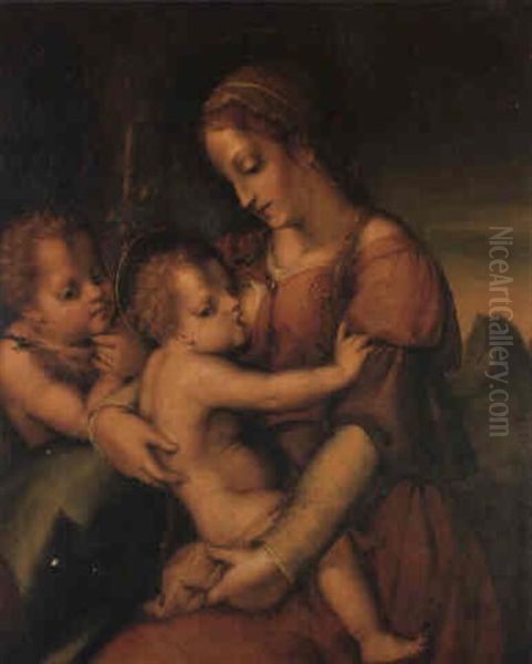 The Madonna And Child With The Infant St. John The Baptist Oil Painting by Andrea Del Sarto