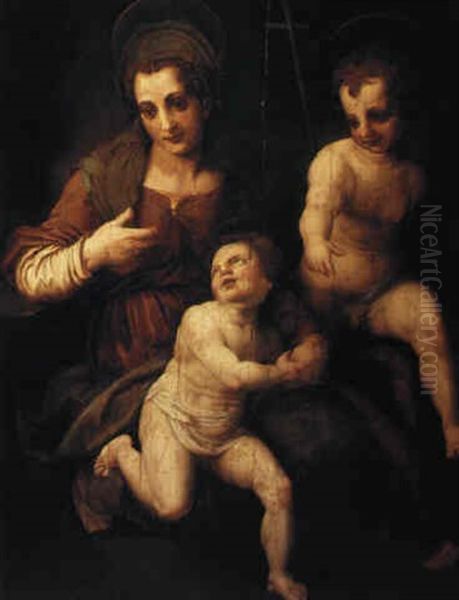 The Madonna And Child With The Infant St. John The Baptist Oil Painting by Andrea Del Sarto