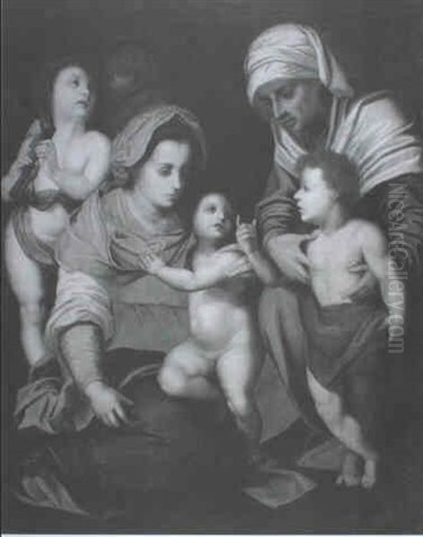 Maria Und Elisabeth Mit Dem Christusknaben Und Dem Kleinen  Johannes Oil Painting by Andrea Del Sarto