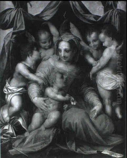 Vierge Et L'enfant Entouree D'anges Oil Painting by Andrea Del Sarto