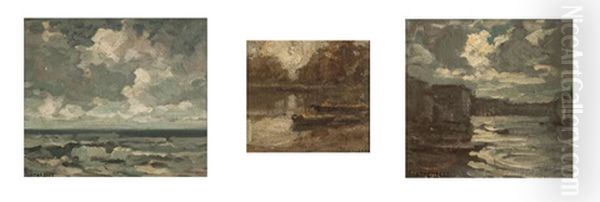 Marine (3 Works) Oil Painting by Francesco Sartorelli