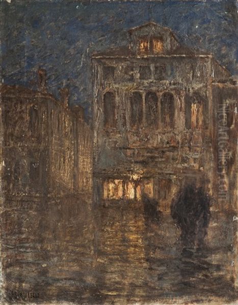 Notturno A Venezia Oil Painting by Francesco Sartorelli