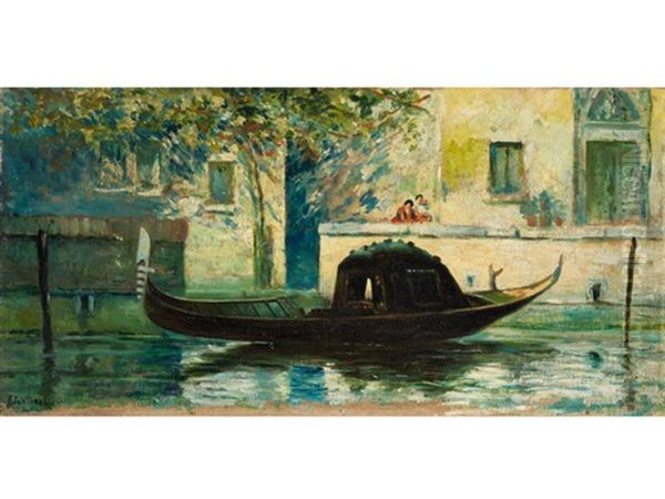 Venezianische Gondel Vor Gebaudefassaden In Einem Seitenkanal Oil Painting by Francesco Sartorelli