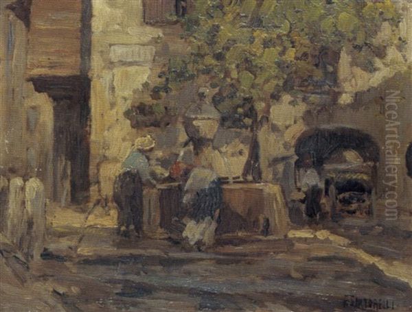 La Fontaine A Santa-croce Oil Painting by Francesco Sartorelli