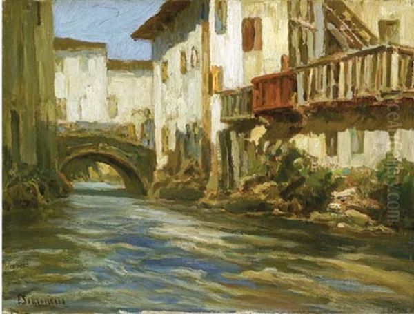 Caseggiati Sul Canale Oil Painting by Francesco Sartorelli