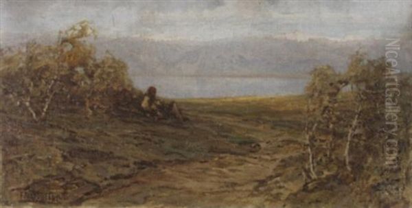 Landschaft Mit Sitzender Bauerin Und See In Der Ferne Oil Painting by Francesco Sartorelli