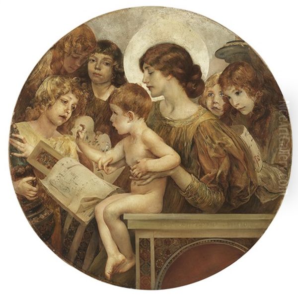 Madonna Degli Angeli (magnificat) Oil Painting by Giulio Aristide Sartorio