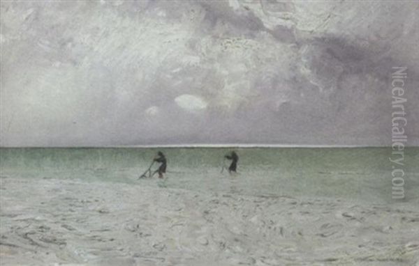 Pescatori Di Telline Ad Ardea, 1910 Oil Painting by Giulio Aristide Sartorio