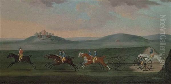 The Chaise Match Run On Newmarket Heath On Wednesday 29 August 1750 by Francis Sartorius the Elder