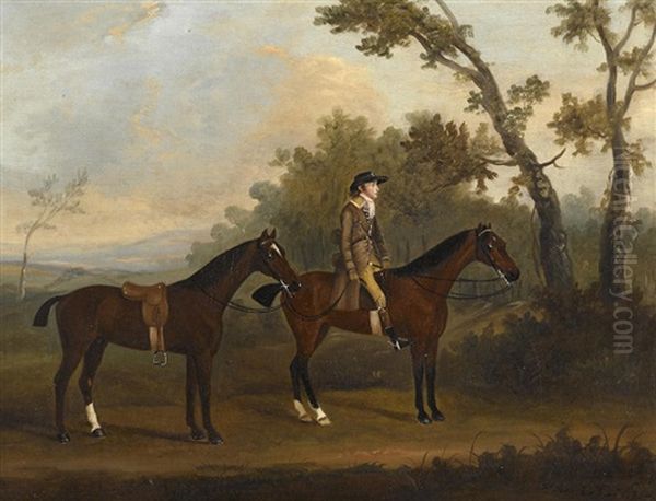 A Mounted Groom Leading Another Horse Oil Painting by Francis Sartorius the Elder