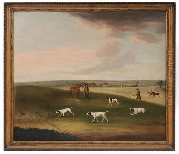 Partridge Shooting With Pointers At Exning Near New Market Oil Painting by Francis Sartorius the Elder