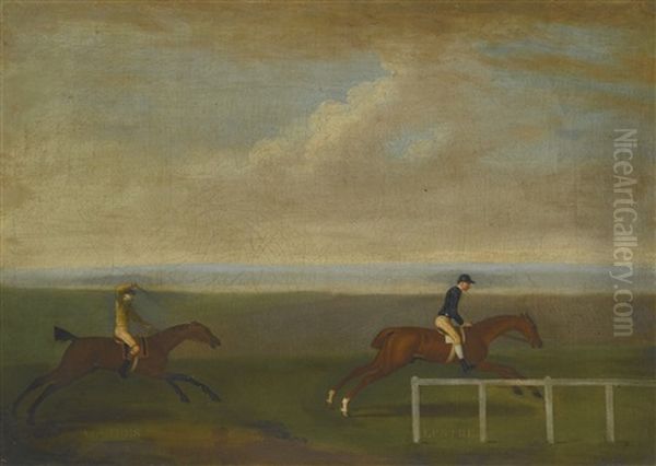 The Race Between Lord Bolingbroke's Lustre And Jenison Shafto's Alcides At The Beacon Course, Newmarket, 29th April 1761 Oil Painting by Francis Sartorius the Elder