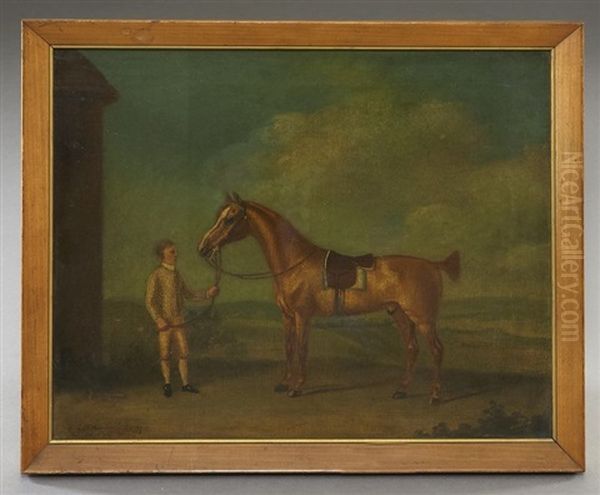 Groom Holding A Saddled Chestnut Horse Oil Painting by Francis Sartorius the Elder