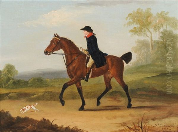 A Gentleman On Horseback With A Dog On A Road Oil Painting by Francis Sartorius the Elder