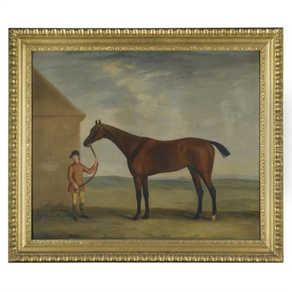 Portrait Of Henry Compton's Racehorse "highflyer", Held By A Groom Oil Painting by Francis Sartorius the Elder