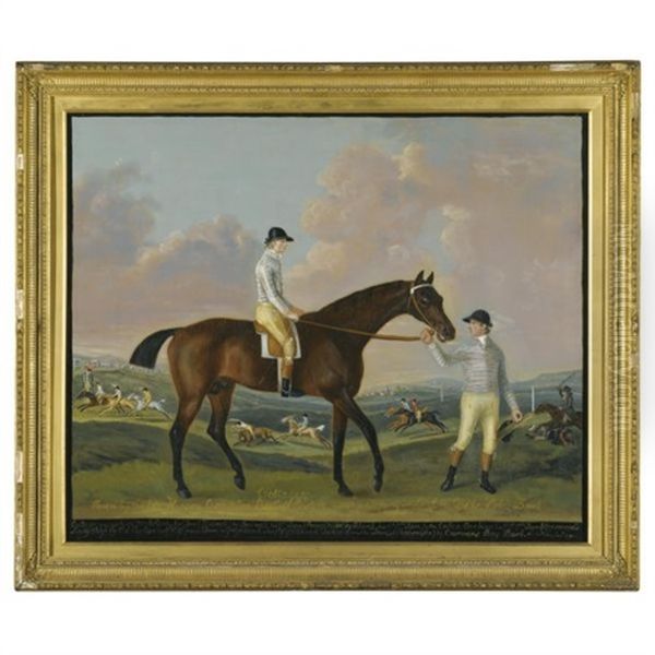 Portrait Of Henry Compton's Racehorse "cottager", Held By A Groom With Jockey Up, A Race Beyond Oil Painting by Francis Sartorius the Elder