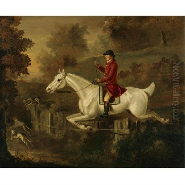 Major Spode Taking A Fence Oil Painting by Francis Sartorius the Elder