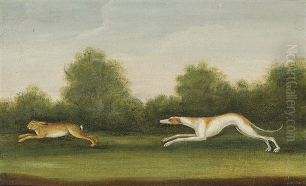 A Greyhound Chasing A Hare Oil Painting by Francis Sartorius the Elder