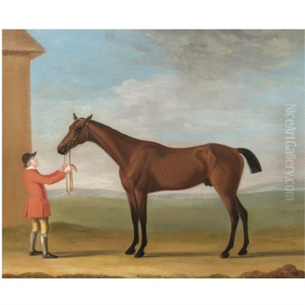 Mr Jenison Shafto's Bay Racehorse "goldfinder" Oil Painting by Francis Sartorius the Elder