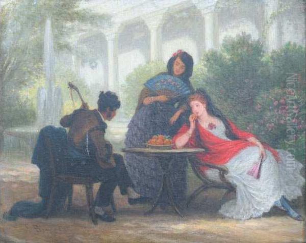 Serenade A Seville Oil Painting by Emile Bourcart