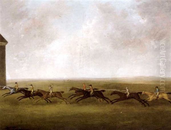 A Race At Newmarket Oil Painting by Francis Sartorius the Elder