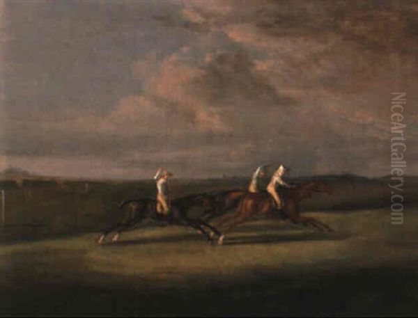 Match Racing On Newmarket Heath Oil Painting by Francis Sartorius the Elder